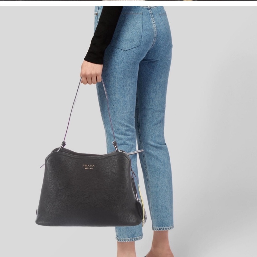 Prada Large Matinée Vitello Daino Shoulder Bag in Nero with Dustbag RARE